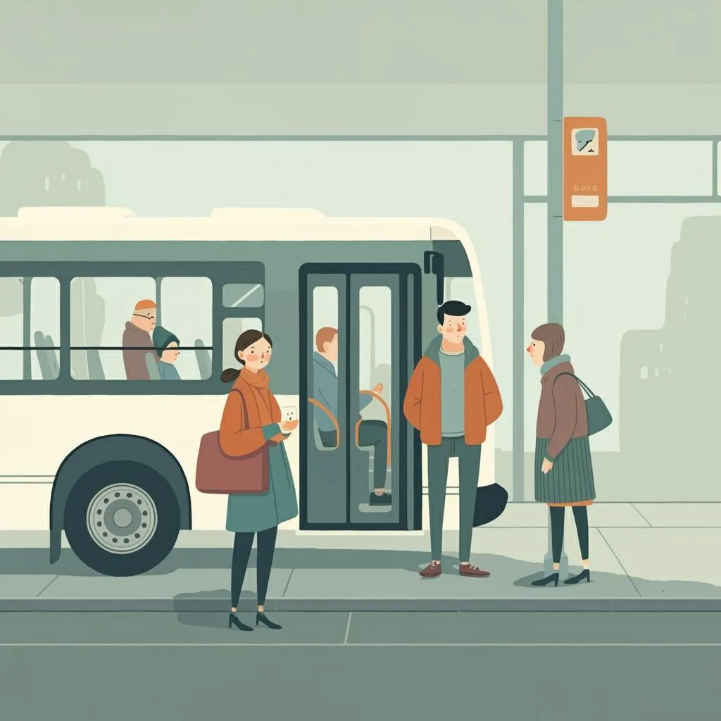 Illustration of a bus stop