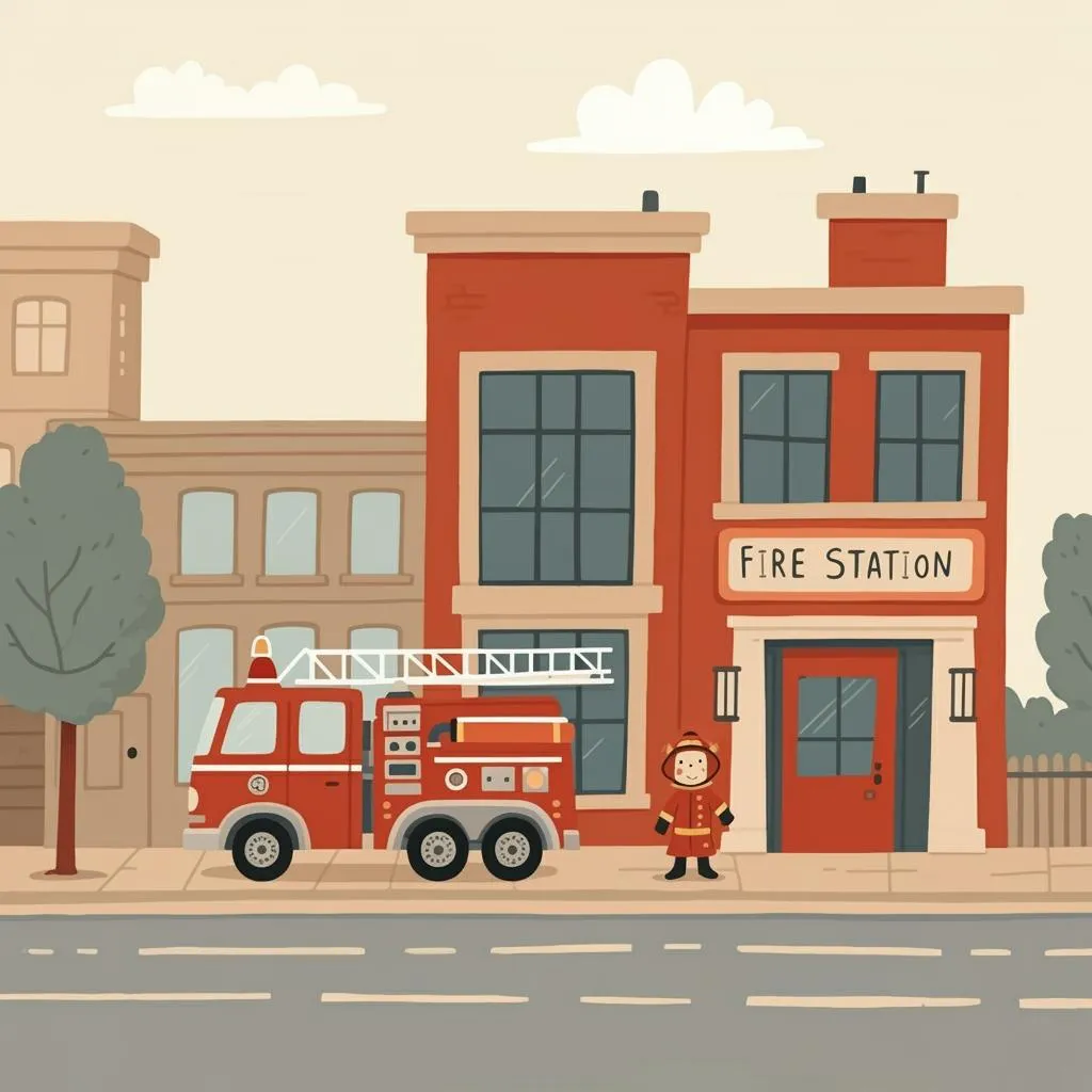 Illustration of a fire station