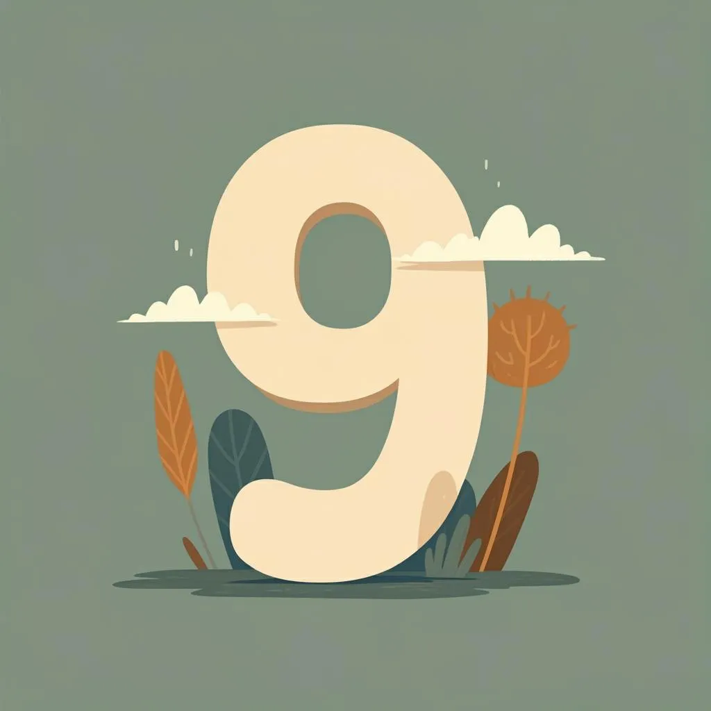 Illustration of number nine