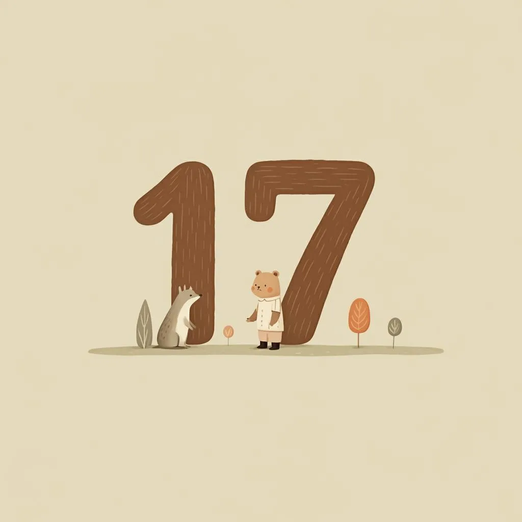 Illustration of number seventeen
