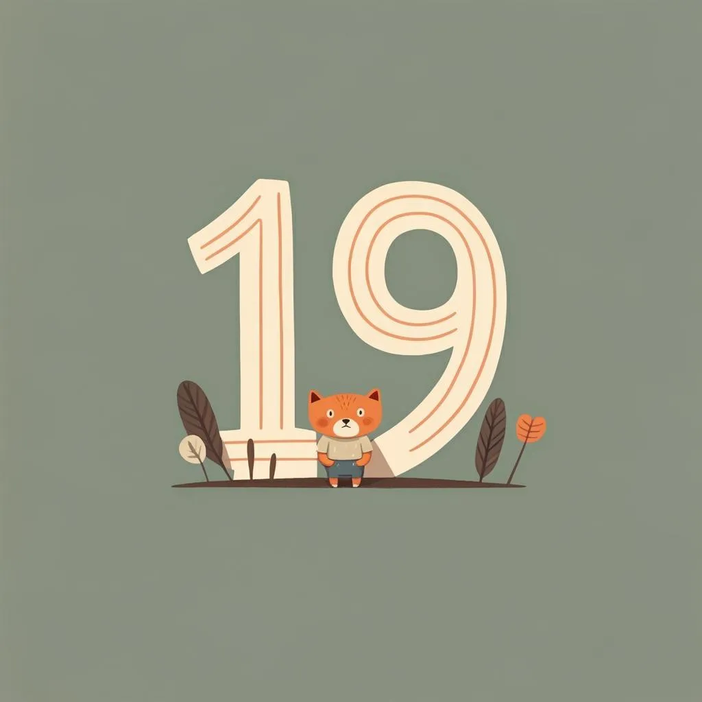 Illustration of number nineteen