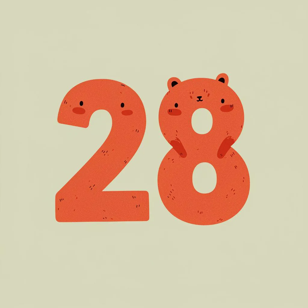 Illustration of number twenty-eight