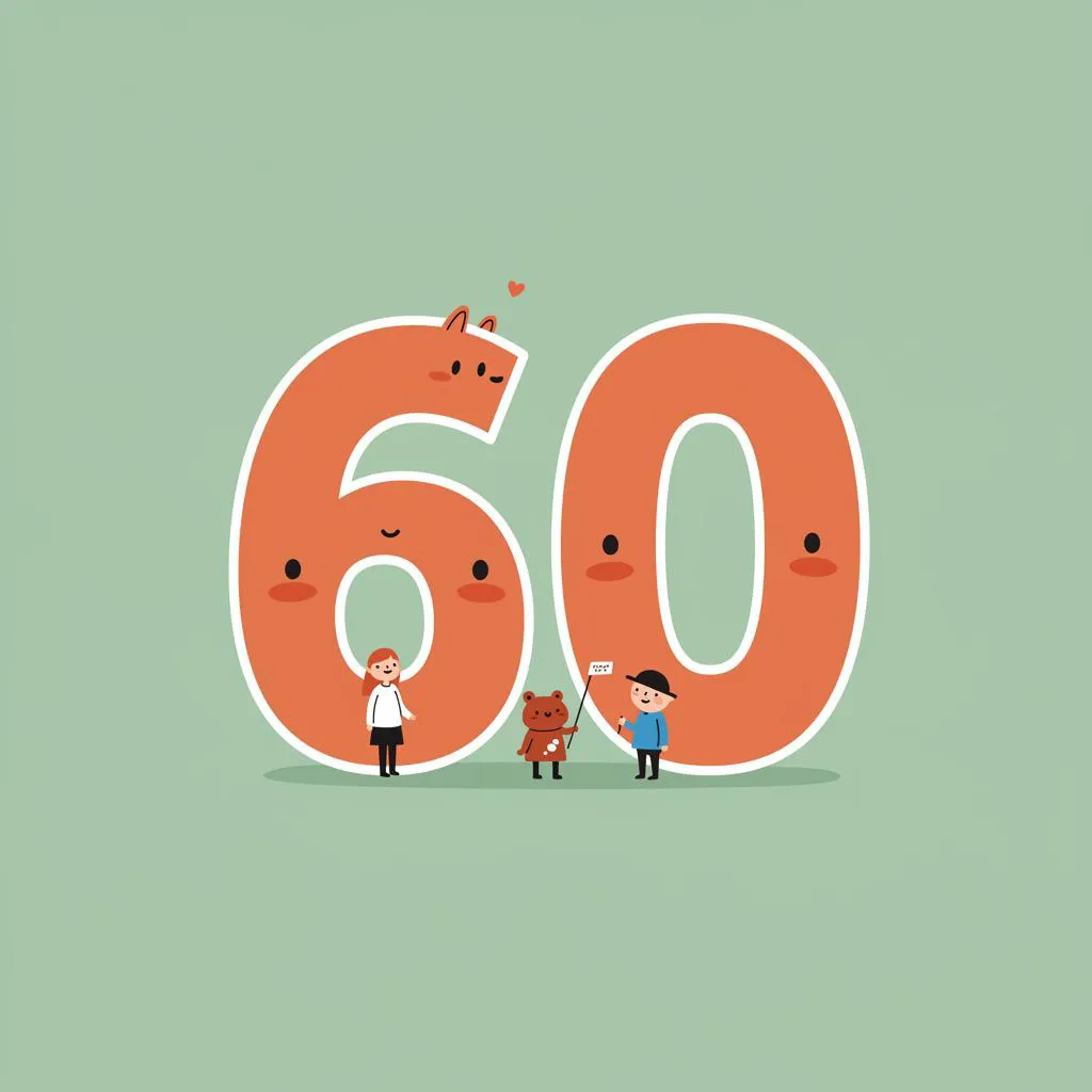 Illustration of number sixty