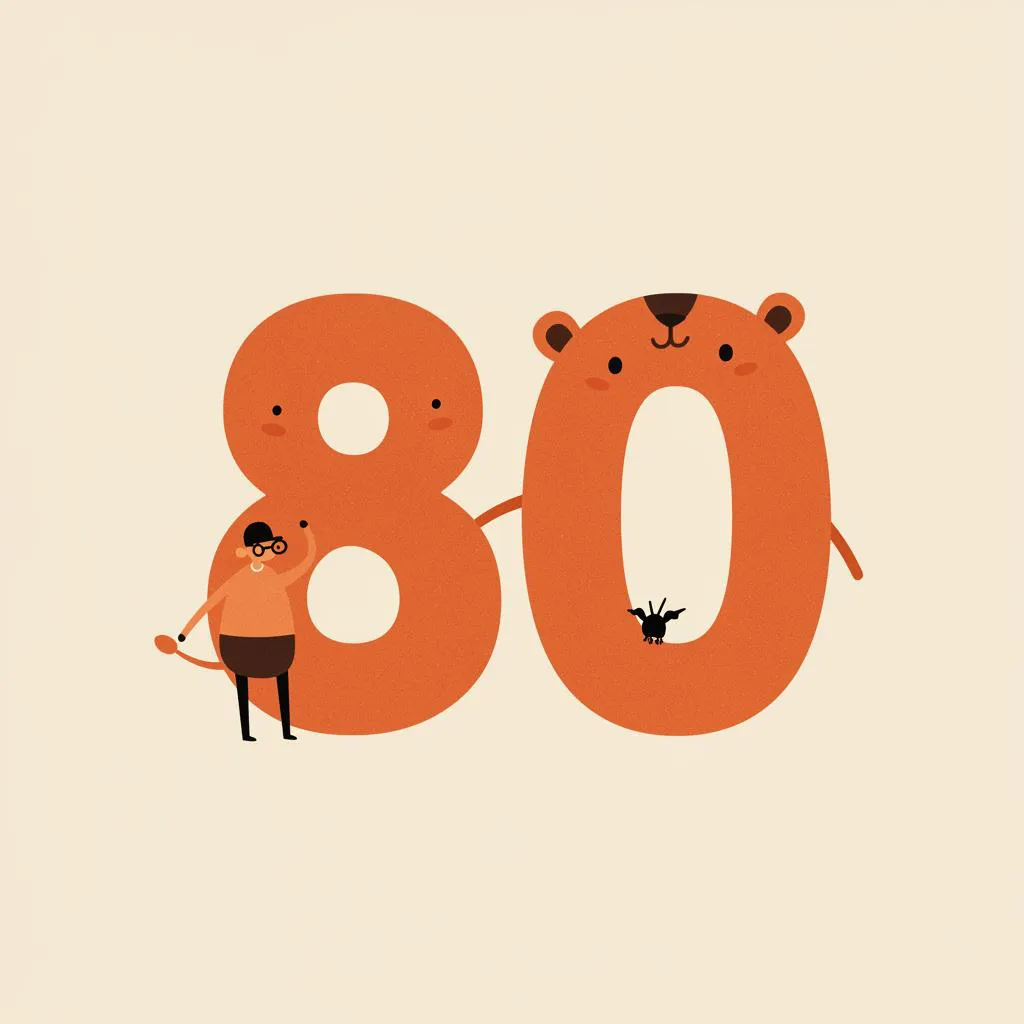 Illustration of number eighty