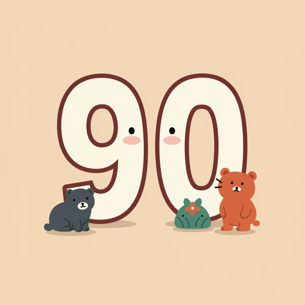 Illustration of number ninety