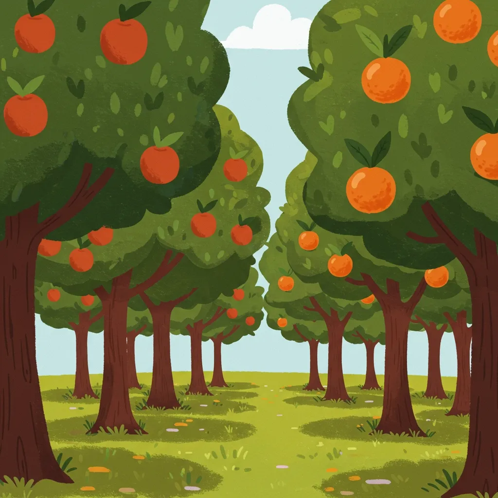Illustration of an orchard