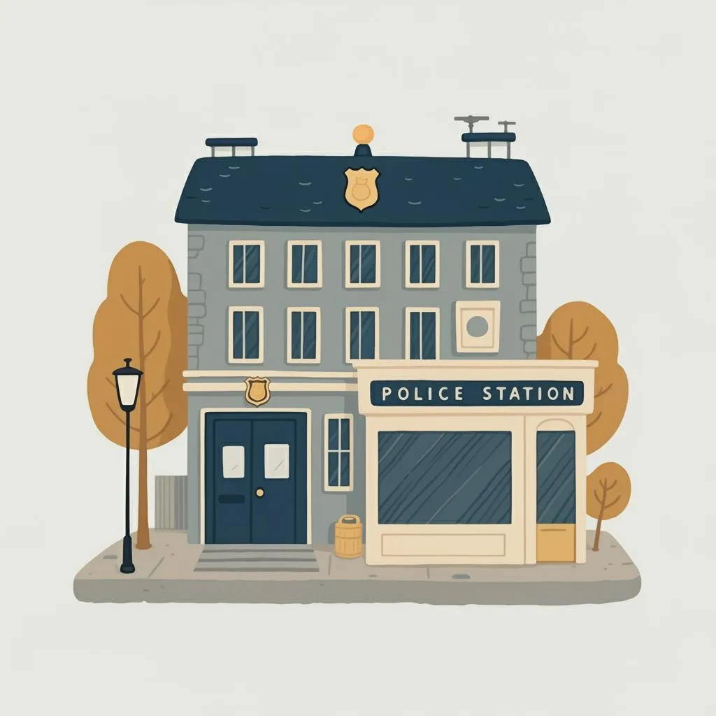 Illustration of a police station