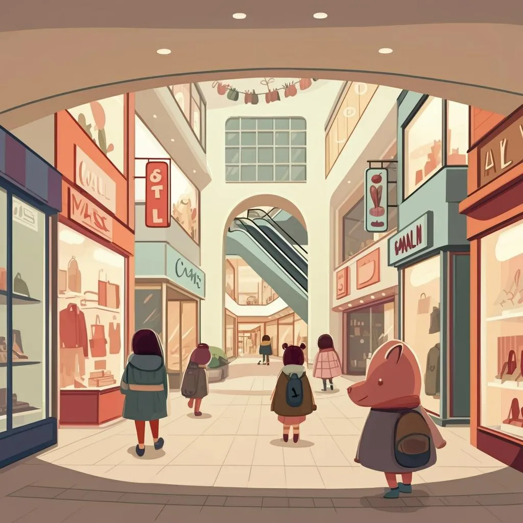 Illustration of a shopping center