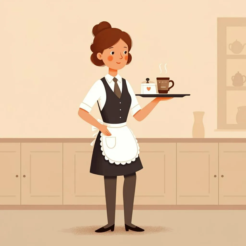 Illustration of a waitress