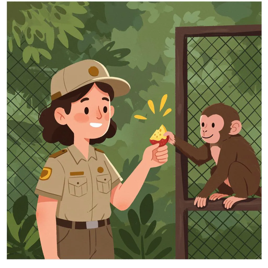 Illustration of a zoo keeper